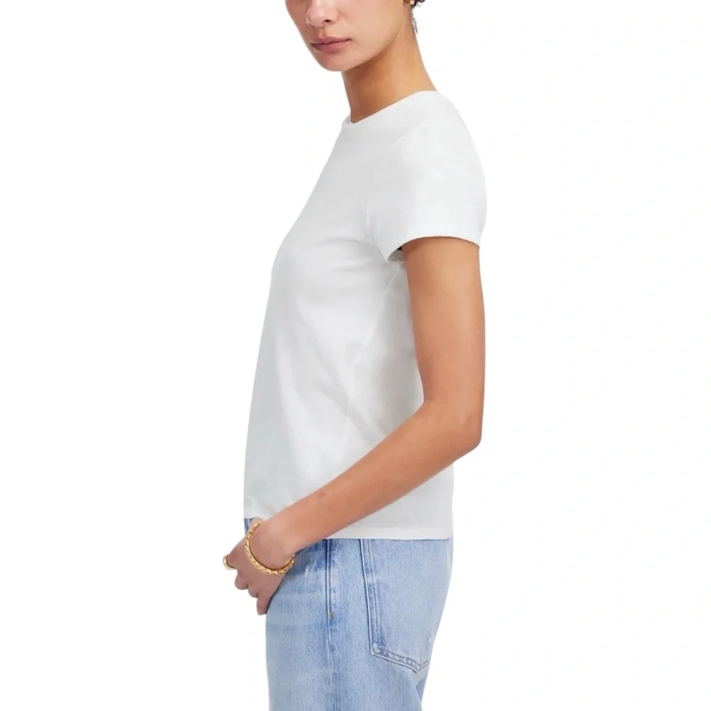 Madewell Essential Slim Tee in White Lightweight Cotton - Picture 4 of 8